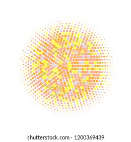 Colorful halftone circles, dots pattern, vector, grunge. Comic texture background. Monochrome half-tone. Circle halftone Dots, Yellow, red, orange, pink geometric gradient for pop art designs.