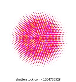 Colorful halftone circles, dots pattern, vector, grunge. Comic texture background. Monochrome half-tone. Circle halftone Dots, red, pink geometric gradient for pop art designs.