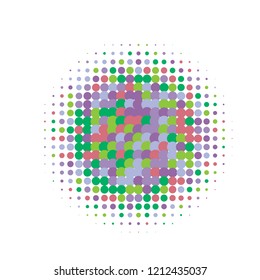 Colorful halftone circles, dots pattern, vector, grunge. Comic texture background. Monochrome half-tone. Circle halftone Dots, Yellow, red, orange, green geometric gradient for pop art designs.