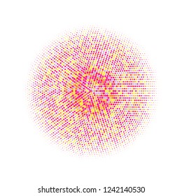 Colorful halftone circles, dots pattern, vector, grunge. Comic texture background. Monochrome half-tone. Circle halftone Dots, Yellow, red, orange, pink geometric gradient for pop art designs.