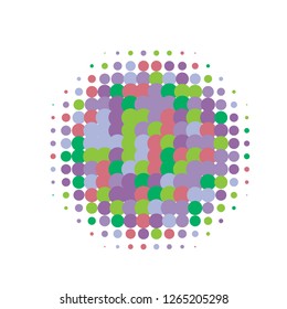 Colorful halftone circles, dots pattern, vector, grunge. Comic texture background. Monochrome half-tone. Circle halftone Dots, Yellow, red, orange, green geometric gradient for pop art designs.