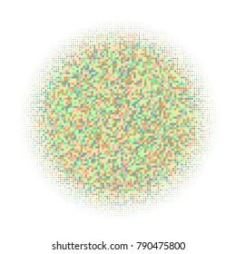 Colorful halftone circles, dots pattern, vector, grunge. Comic texture background. Monochrome half-tone. Circle halftone Dots, rainbow color geometric gradient for pop art designs.