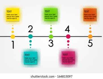 Colorful halftone design timeline. Can be used for infographics. Numbered banners. Vector eps10.