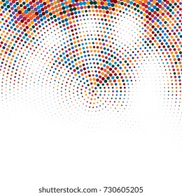 Colorful halftone dots on background. Creative geometric background in halftone style. Vector illustration