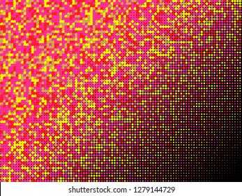 Colorful halftone dots. Rainbow and black geometric gradient for pop art designs. Geometric vintage monochrome fade wallpaper. Pop art print. Dotted geometric retro pattern. Comic halftone background.