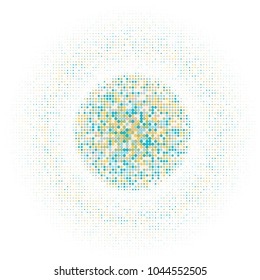 Colorful halftone dots. Rainbow geometric gradient for pop art designs. Geometric vintage monochrome fade wallpaper. Pop art print. Dotted geometric retro pattern. Comic halftone background.