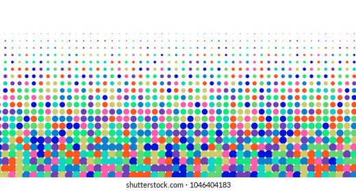 Colorful halftone dots. Rainbow geometric gradient for pop art designs. Geometric vintage monochrome fade wallpaper. Pop art print. Dotted geometric retro pattern. Comic halftone background.