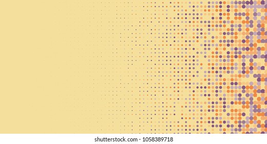 Colorful Halftone Dots. Rainbow Geometric Gradient For Pop Art Designs. Geometric Vintage Monochrome Fade Wallpaper. Pop Art Print. Dotted Geometric Retro Pattern. Comic Halftone Background.