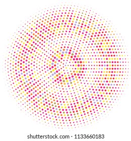 Colorful halftone dots. Rainbow geometric gradient for pop art designs. Geometric vintage monochrome fade wallpaper. Pop art print. Dotted geometric retro pattern. Comic halftone background.