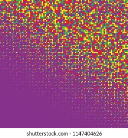 Colorful halftone dots. Rainbow geometric gradient for pop art designs. Geometric vintage monochrome fade wallpaper. Pop art print. Dotted geometric retro pattern. Comic halftone background.