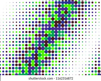 Colorful halftone dots. Rainbow geometric gradient for pop art designs. Geometric vintage monochrome fade wallpaper. Pop art print. Dotted geometric retro pattern. Comic halftone background.