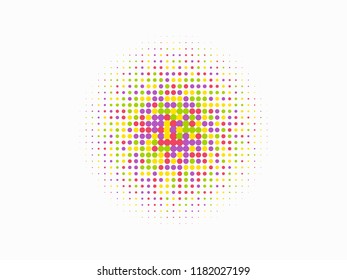 Colorful halftone dots. Rainbow geometric gradient for pop art designs. Geometric vintage monochrome fade wallpaper. Pop art print. Dotted geometric retro pattern. Comic halftone background.