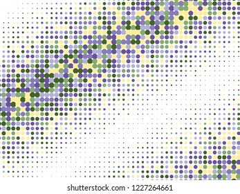 Colorful halftone dots. Rainbow geometric gradient for pop art designs. Geometric vintage monochrome fade wallpaper. Pop art print. Dotted geometric retro pattern. Comic halftone background.