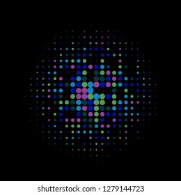 Colorful halftone dots. Rainbow geometric gradient for pop art designs. Geometric vintage monochrome fade wallpaper. Pop art print. Dotted geometric retro pattern. Comic halftone background.