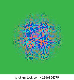 Colorful halftone dots. Rainbow geometric gradient for pop art designs. Geometric vintage monochrome fade wallpaper. Pop art print. Dotted geometric retro pattern. Comic halftone background.