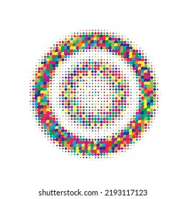 Colorful Halftone Dots. Vector Half. Abstract Illustration. Texture Dots. Dot Half. Circle Shape. Gradient Retro. Effect Element. Round Retro.