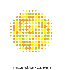 Farbige Halftone-Punkte. Vektorrückro. Abstrakte Punkte. Textur-Logo. Dotillustration. Circle Illustration. Gradient Modern. Effektlogo. Runde Illustration.