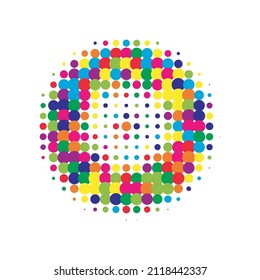 Colorful Halftone Element. Vector Illustration. Abstract Gradation. Texture Backdrop. Dot Dots. Circle Backdrop. Gradient Background. Effect Art. Round Gradation.