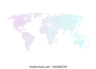 Colorful Halftone Gradient Dotted World Map Vector