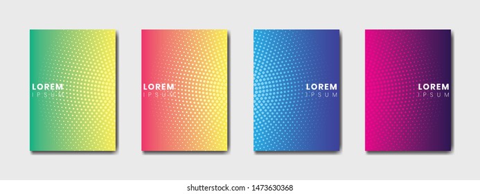 Colorful halftone gradients, Minimal Cover design template set with abstract circles and gradient background you can use for artwork, print, flyer, brochure, catalog, poster, book, magazine, etc