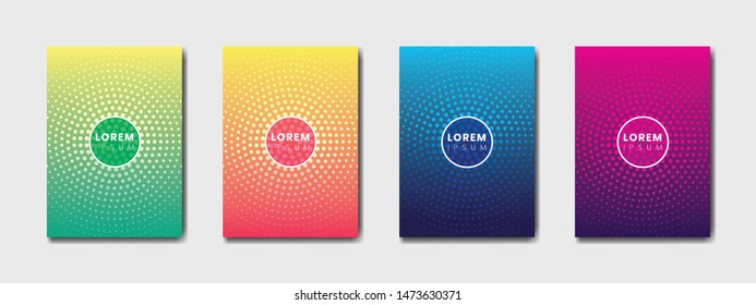 Colorful halftone gradients, Minimal Cover design template set with abstract circles and gradient background you can use for artwork, print, flyer, brochure, catalog, poster, book, magazine, etc