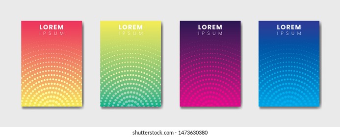 Colorful halftone gradients, Minimal Cover design template set with abstract circles and gradient background you can use for artwork, print, flyer, brochure, catalog, poster, book, magazine, etc