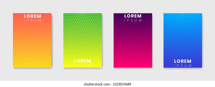 Colorful halftone gradients, Minimal Cover design template set with abstract circles and gradient background - Vector