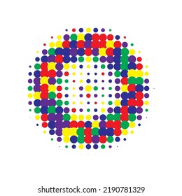 Colorful Halftone Grunge. Vector Dots. Abstract Modern. Texture Half. Dot Shape. Circle Half. Gradient Art. Effect Grunge. Round Illustration.
