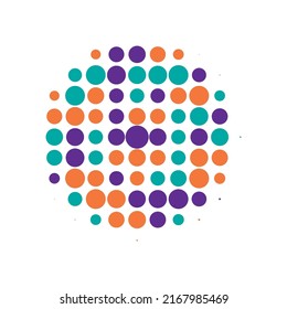 Colorful Halftone Logo. Vector Half. Abstract Backdrop. Texture Gradation. Dot Background. Circle Half. Gradient Art. Effect Backdrop. Round Dots.