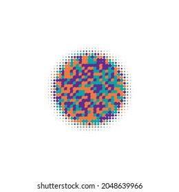 Colorful Halftone Modern. Vector Backdrop. Abstract Dots. Texture Background. Dot Retro. Circle Retro. Gradient Illustration. Effect Illustration. Round Modern.