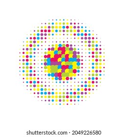 Colorful Halftone Set. Vector Half. Abstract Half. Texture Shape. Dot Element. Circle Element. Gradient Dots. Effect Shape. Round Grunge.