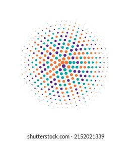 Colorful Halftone Shape. Vector Background. Abstract Element. Texture Modern. Dot Art. Circle Half. Gradient Logo. Effect Set. Round Dots.