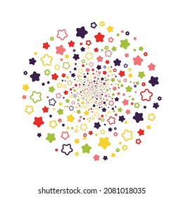 Colorful halftone stars on the white background. Vector illustration.