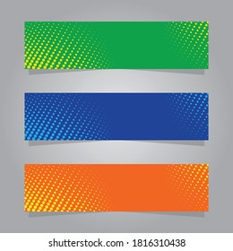 colorful halftone style banner set collection, modern elegant decorative element design vector graphic