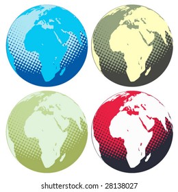 Colorful halftone vector earth symbols