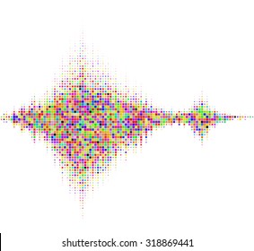 Colorful halftone vector sound waves. Music square waveform background. You can use in club, radio, pub, party, DJ, concerts, recitals or the audio technology advertising background. 