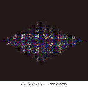 Colorful halftone vector sound waves. Music square waveform background. You can use in club, radio, pub, party, DJ, concerts, recitals or as audio technology advertising background. 