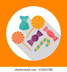 Colorful Halloween candy flat icon with long shadow. Vector illustration. EPS10.
