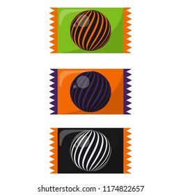 Colorful Halloween Candy - Halloween candy wrapped swirly gum balls isolated on white background