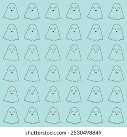 COLORFUL HALLOWEEN GHOSTS VINTAGE PATTERN TEXTURE WALLART VECTOR