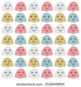 COLORFUL HALLOWEEN GHOSTS VINTAGE PATTERN TEXTURE WALLART VECTOR