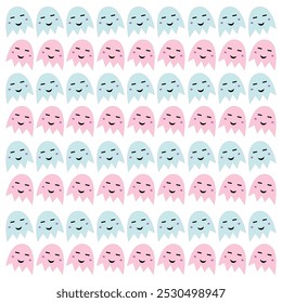 COLORFUL HALLOWEEN GHOSTS VINTAGE PATTERN TEXTURE WALLART VECTOR