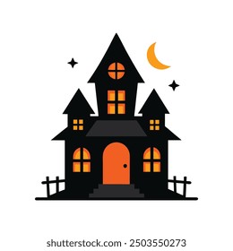 Colorful Halloween house vector, perfect for festive designs, spooky decorations, and holiday graphics.