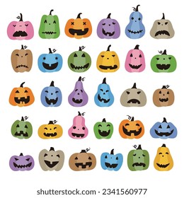 Colorful Halloween jack o lanterns icon set