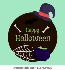 Colorful Halloween label, horror stories
