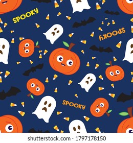 Coloridos antecedentes de Halloween. Se puede usar para tus proyectos de diseño, patrón de camisa, DIY. Concepto de Halloween. Ilustración vectorial.