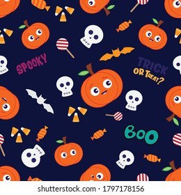 Colorful Halloween pattern backgrounds. Can be used for your design projects, shirt pattern, DIY. Halloween concept. Vector Illustration.
