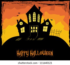 Colorful Halloween them with a scary house, vector, EPS 10