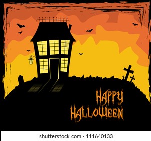 Colorful Halloween them with a scary house, vector, EPS 10