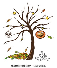 Colorful halloween tree